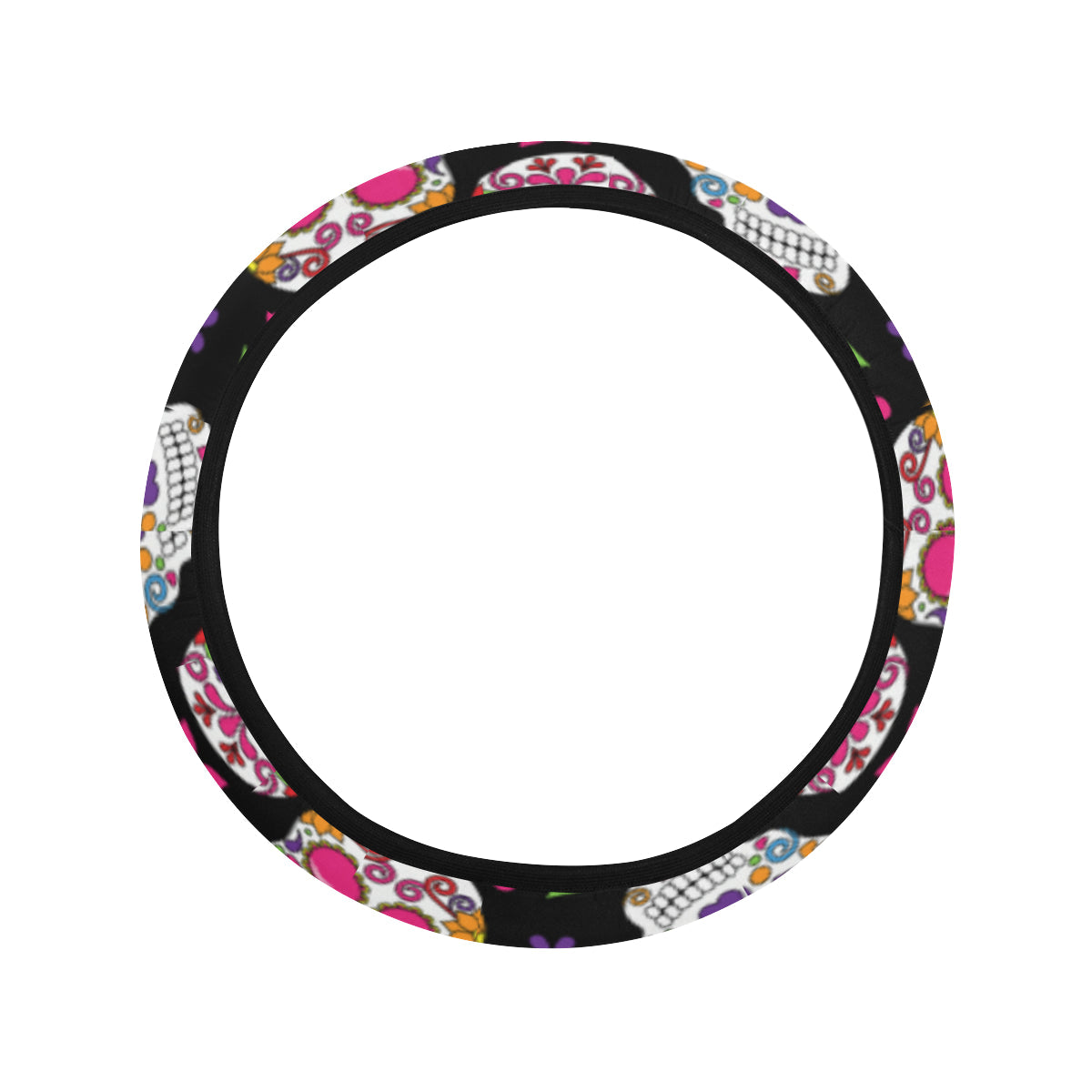 Colorful Sugar Skulls Steering Wheel Cover