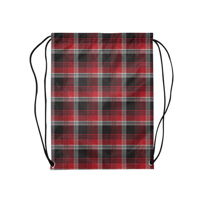 Red Plaid Drawstring Bag