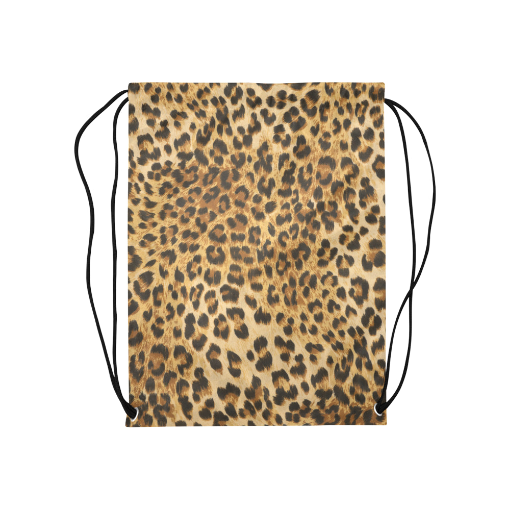 Leopard Print Drawstring Bag