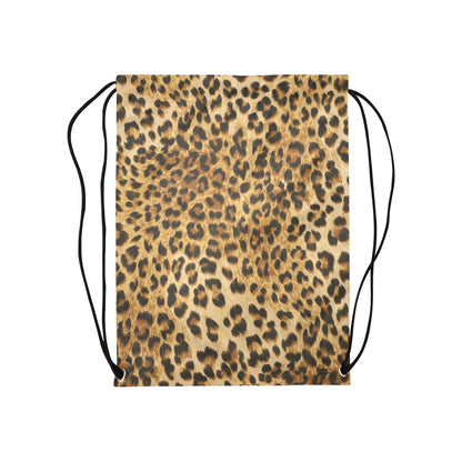Leopard Print Drawstring Bag