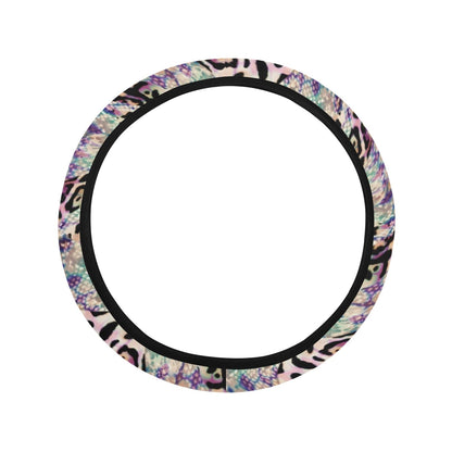 Pink Stripe Animal Print Steering Wheel Cover