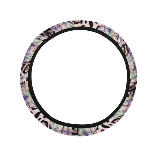 Pink Stripe Animal Print Steering Wheel Cover