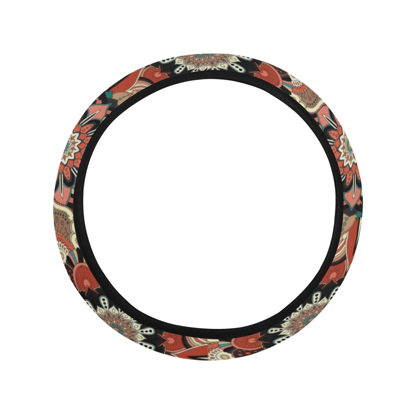 Brown Mandalas Steering Wheel Cover