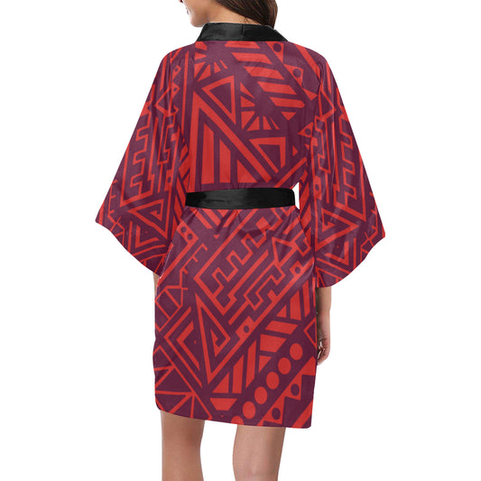 Red Tribal Polynesian Kimono Robe