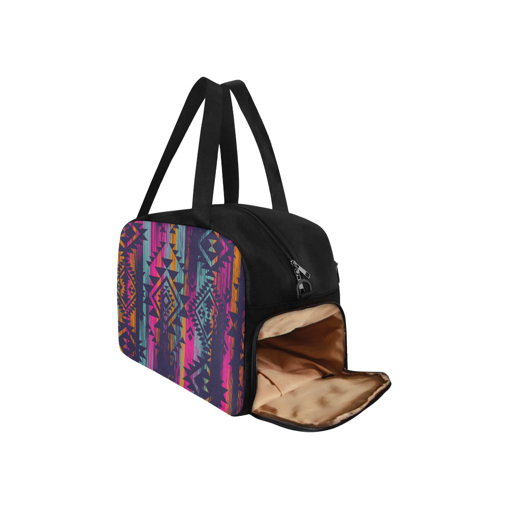 Colorful Boho Chic Bohemian Aztec Streaks Fitness Bag