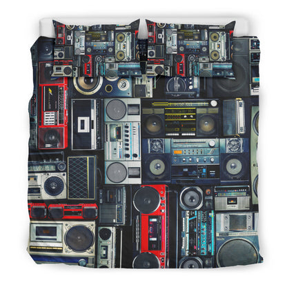 Vintage Boombox Stereos Bedding Set