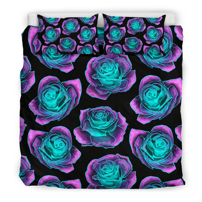 Neon Pink Roses Bedding Set