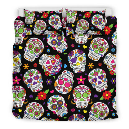 Colorful Sugar Skulls Bedding Set