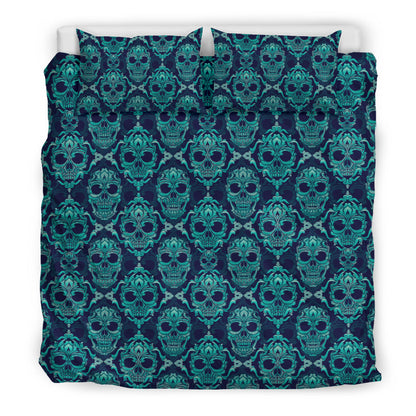 Green Skulls Bedding Set