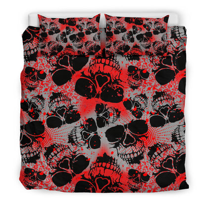 Red Skulls Bedding Set
