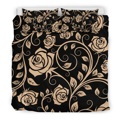 Tan Roses Bedding Set