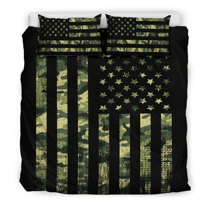 Camouflage USA Flag Printed Bedding Set
