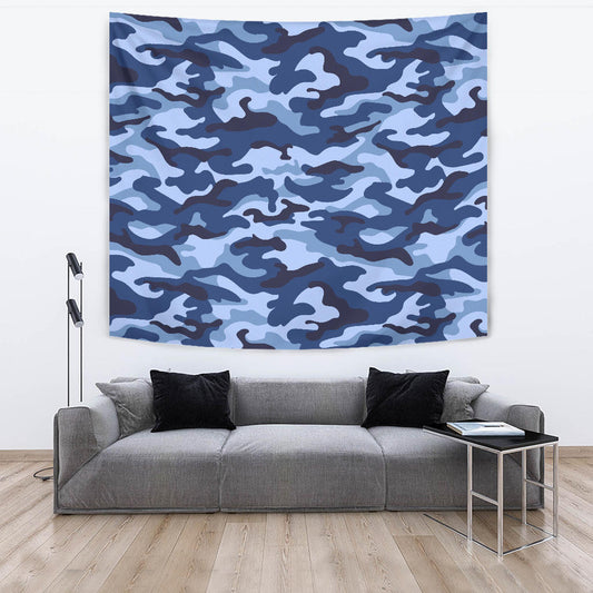 Blue Camouflage Wall Tapestry