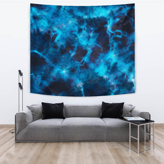 Blue Tie Dye Grunge Wall Tapestry