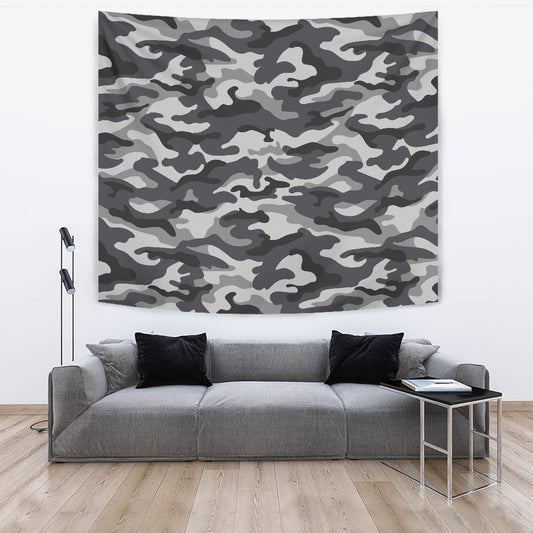 Grey Camouflage Wall Tapestry