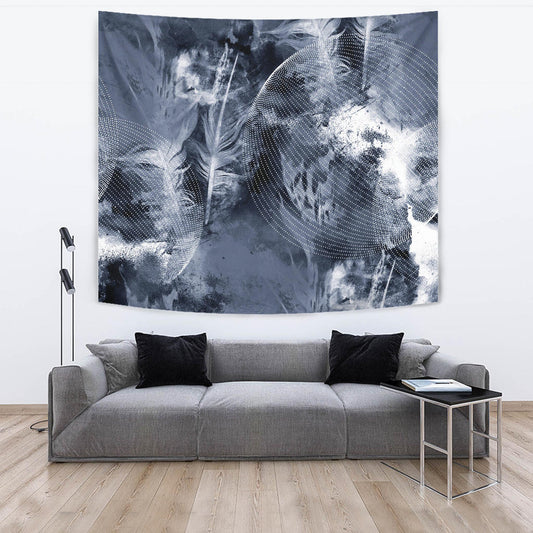 Grey Feathers Wall Tapestry