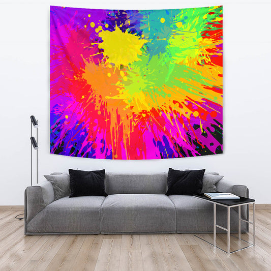 Colorful Paint Splatter Abstract Art Wall Tapestry