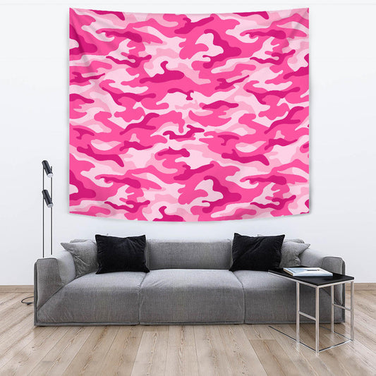 Pink Camouflage Wall Tapestry