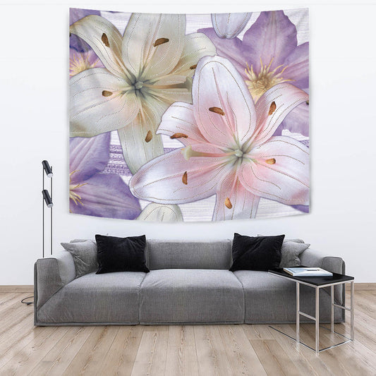 Pink & Purple Flowers Wall Tapestry