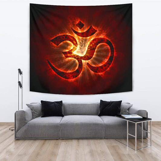 Red Aum Wall Tapestry