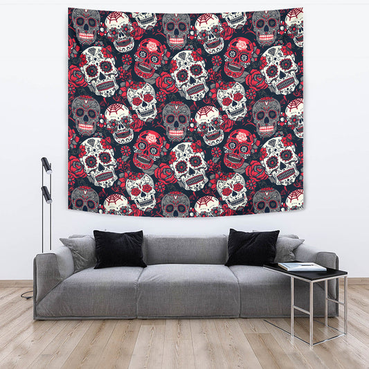 Sugar Skulls & Roses Wall Tapestry