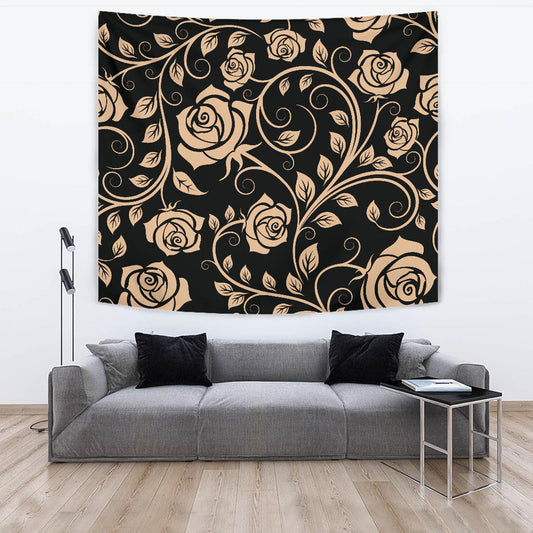 Tan Roses Decor Wall Tapestry