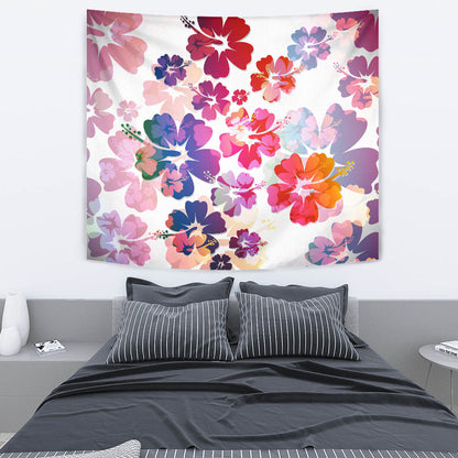 Colorful Aloha Flowers Wall Tapestry