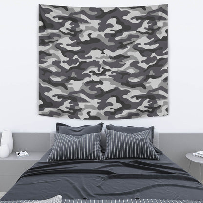 Grey Camouflage Wall Tapestry
