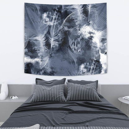 Grey Feathers Wall Tapestry