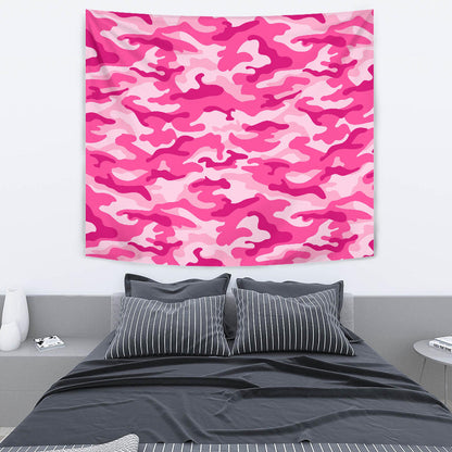 Pink Camouflage Wall Tapestry