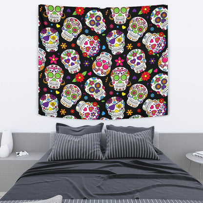 Colorful Sugar Skulls Wall Tapestry