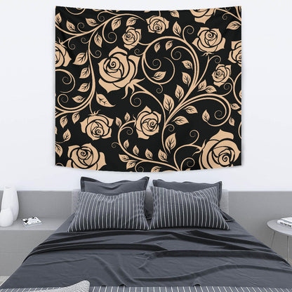 Tan Roses Decor Wall Tapestry
