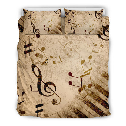 Vintage Piano Musical Notes Bedding Set