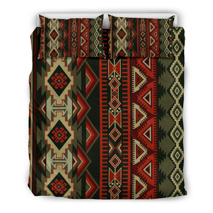 Red & Brown Boho Aztec Bedding Set