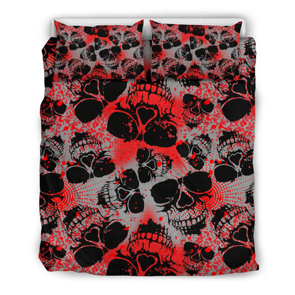 Red Skulls Bedding Set
