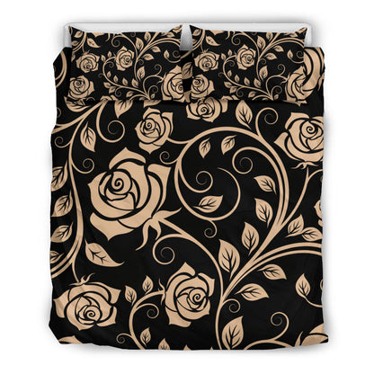 Tan Roses Bedding Set