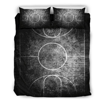 Black & White Grunge Basketball Court Bedding Set