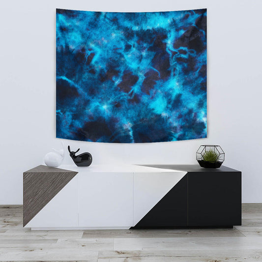 Blue Tie Dye Grunge Wall Tapestry