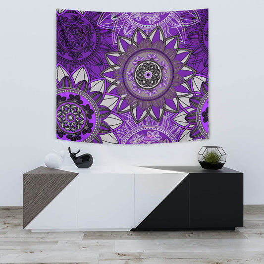 Purple Floral Mandalas Wall Tapestry