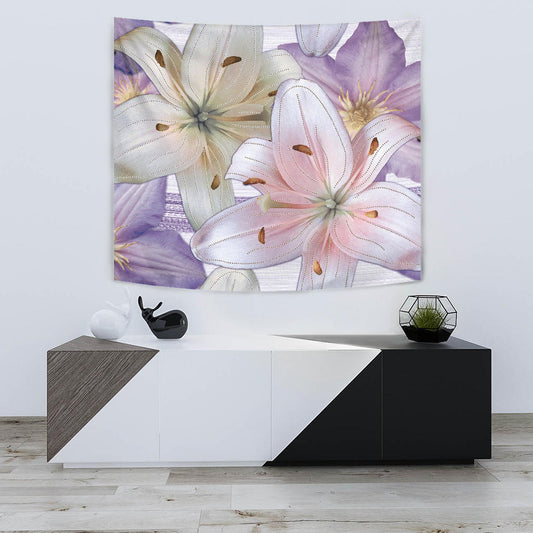 Pink & Purple Flowers Wall Tapestry