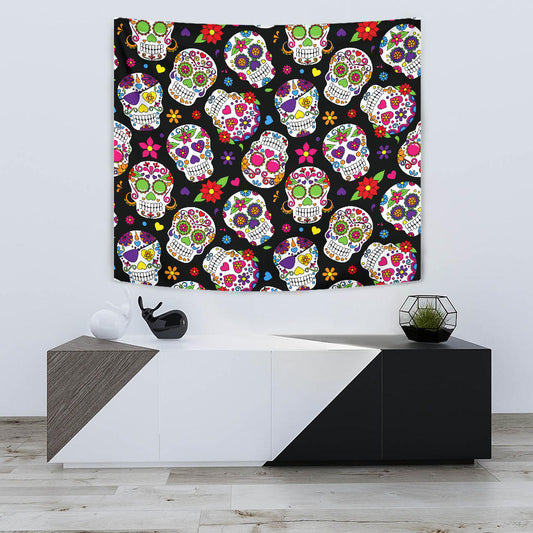 Colorful Sugar Skulls Wall Tapestry