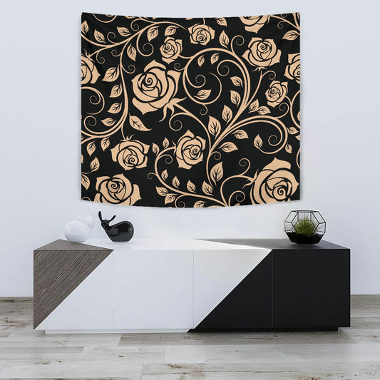 Tan Roses Decor Wall Tapestry