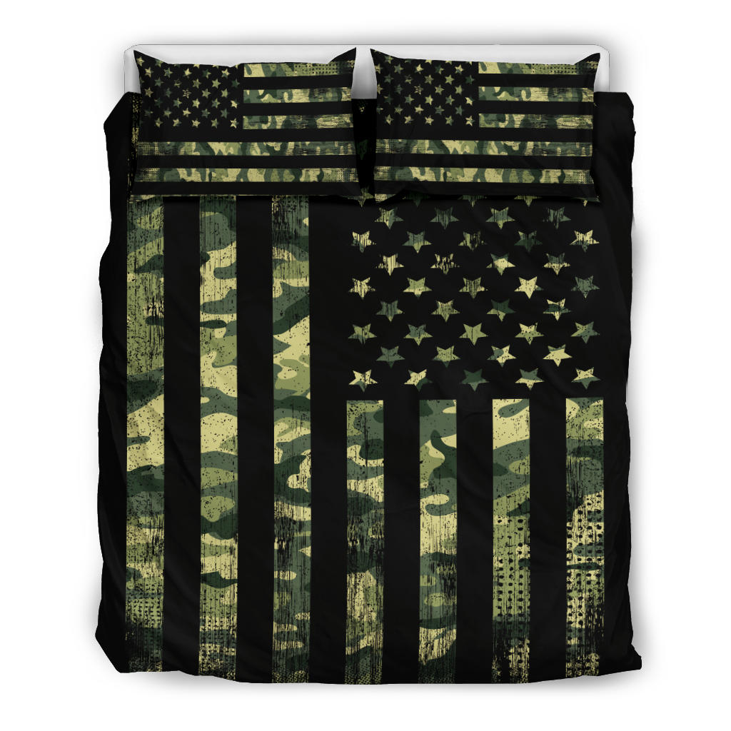Camouflage USA Flag Printed Bedding Set