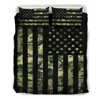 Camouflage USA Flag Printed Bedding Set