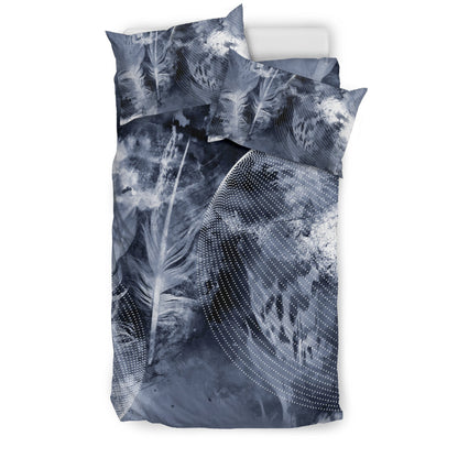 Grey Feathers Bedding Set