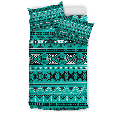 Light Green Teal Boho Aztec Bedding Set