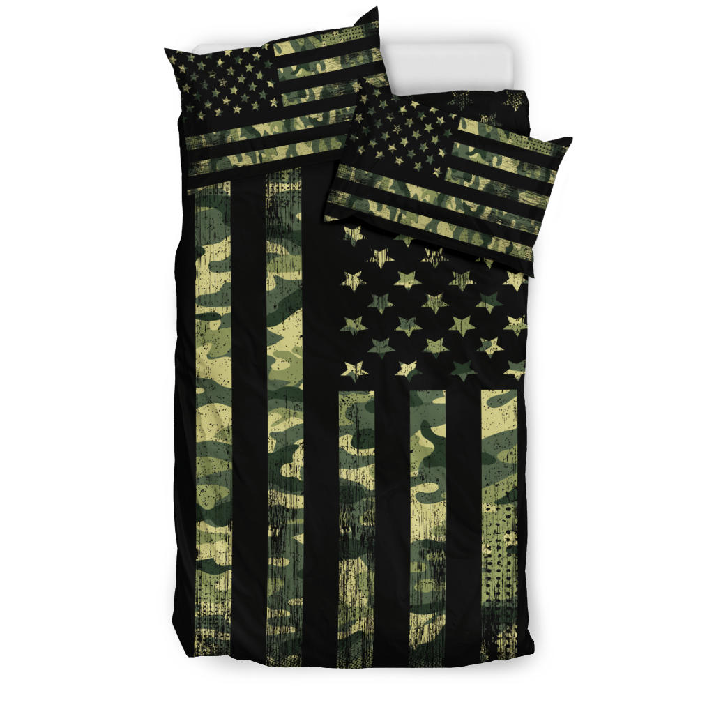 Camouflage USA Flag Printed Bedding Set