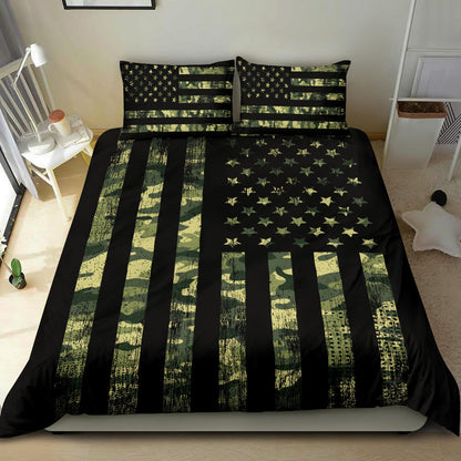 Camouflage USA Flag Printed Bedding Set