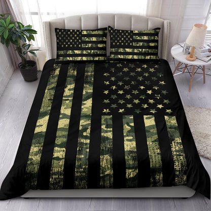 Camouflage USA Flag Printed Bedding Set
