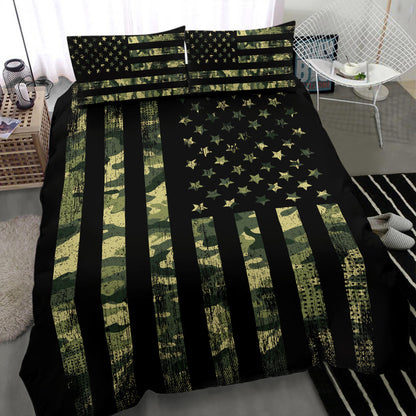 Camouflage USA Flag Printed Bedding Set
